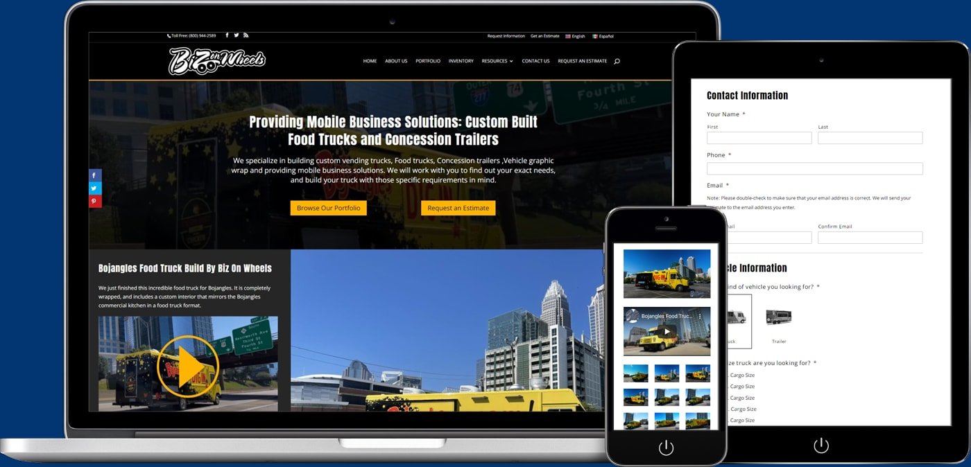 Website for Custom Designed Food Truck Manufacturer